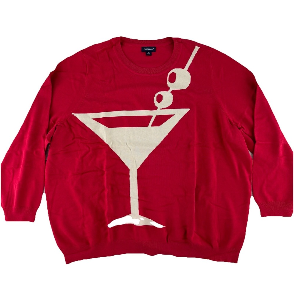 Studio Park X Alberti Popaj Martini Icon Sweater Womens‎ 4X Red